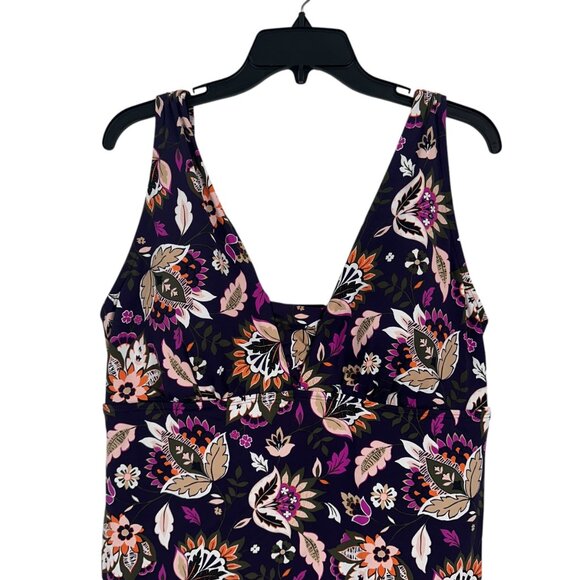 Lands End Womens Floral Tankini Top Sz 16 W/Built-In Bra Support Deep V-Neckline - Picture 11 of 13